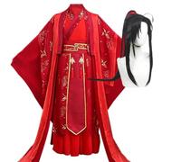 Gooyeh Wei Wu Xian Cosplay Costume Anime Rosso Hanfu Set Completo | Wei Wuxian e Lan Wang Ji Cosplay, cinese antico Hanfu abbigliamento, abiti da sposa, Halloween Dress Up Party Carnevale