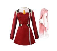Gooyeh Zero Two Anime Cosplay Darling in the franxxx Cosplay Costume Zero Two Collant Combat Costume da donna Halloween Cosplay Costume con parrucca completo