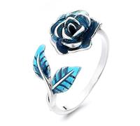 GOOZHI Anelli, Anello Regolabile in Argento Sterling con Motivo Floreale in Stile Vintage, Elegante Anello da Donna in Argento Sterling S925(6)