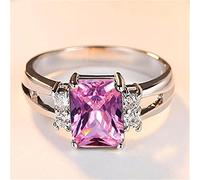 GOOZHI Anelli, Anello Vintage da Uomo e da Donna con Pietra Quadrata Nera, alla Moda, Color Argento, con Cristalli, for Matrimonio e Fidanzamento, for Uomo e Donna.(Pink,8)