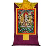 GOOZHI Broccato Buddista Thangka Pittura tibetana di Tara Bianca for la Decorazione della casa, Meditazione Buddista Thangka, Poster con Stampa Artistica in Broccato(Purple,M)