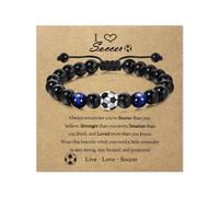 Gopbrer Regali di calcio per ragazzi 8-12, braccialetti da calcio per ragazzi, regalo di compleanno per ragazzi adolescenti, regali di calcio per figlio nipote nipote, Adjustable, Corda; Ossidiana