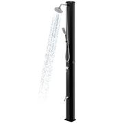 Goplus Doccia esterna riscaldata a energia solare da 2,9 litri, doccia da giardino autoportante da 2,8 m con soffione girevole a 360°, doccetta a piedi, regolazione della temperatura, per cortile a