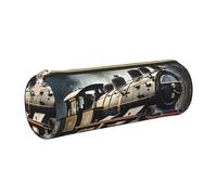 gopoo Astuccio in pelle a forma di treno a vapore, sottile ed estetico, organizer per cancelleria con anello in metallo portatile, Oro, Taglia unica, Porta carte