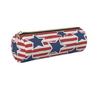 gopoo Astuccio in pelle con bandiera a stelle bianche rosse e bianche, custodia sottile in pelle estetica, organizer per cancelleria con anello in metallo portatile, Oro, Taglia unica, Porta carte