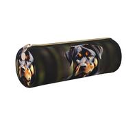 gopoo Astuccio in pelle con carta da parati a forma di rottweiler, custodia sottile in pelle estetica, organizer per cancelleria con anello in metallo portatile, Oro, Taglia unica, Porta carte