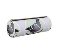 gopoo Astuccio in pelle con stampa piccione grigio, custodia estetica sottile in pelle, organizer per cancelleria con anello in metallo portatile, Oro, Taglia unica, Porta carte