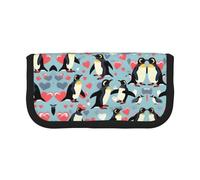 gopoo Astuccio in tela con scritta "I Love Penguins", organizer per matite e trucchi per viaggi e uso quotidiano