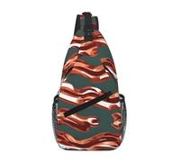 gopoo Bacon Pattern Sling Chest Bag - Zaino sottile per uomo e donna, leggero, borsa a tracolla da viaggio casual