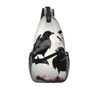 gopoo Black Crow Birds On A Branch Sling Chest Bag - Zaino sottile per uomo e donna, leggero, da viaggio, borsa a tracolla casual