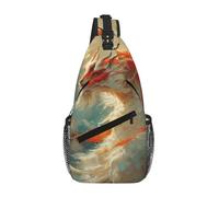 gopoo Borsa a tracolla con dragone bianco e rosso - Zaino sottile per uomo e donna, leggero, borsa a tracolla da viaggio casual
