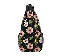 gopoo Borsa a tracolla con fiori di gelsomino rosa - Zaino sottile per uomo e donna, leggero borsa a tracolla da viaggio casual