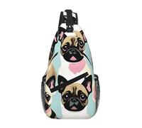 gopoo Carino Chihuahua Pug Sling Chest Bag - Slim Sling Zaino per uomo donna leggero borsa a tracolla da viaggio borsa a tracolla casual Daypack