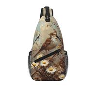 gopoo Daisy Bird Tree Sling Chest Bag - Zaino sottile per uomo e donna, leggero, da viaggio, borsa a tracolla casual