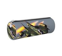 gopoo Jet Fighters - Astuccio in pelle, sottile, estetico, organizer per cancelleria, con anello in metallo portatile, Argento, Taglia unica, Porta carte