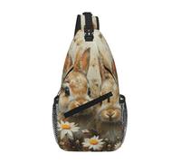 gopoo Marsupio a tracolla con margherite e conigli carini, zaino sottile per uomo e donna, leggero borsa a tracolla da viaggio casual