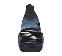 gopoo Orca Killer Whale Print Sling Chest Bag - Zaino sottile per uomo e donna, leggero, da viaggio, borsa a tracolla casual
