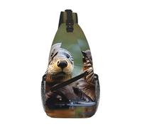 gopoo Otters - Zaino a tracolla sottile per uomo e donna, leggero, da viaggio, a tracolla, stile casual