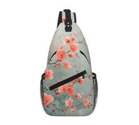 gopoo Red Plum Blossom Sling Chest Bag - Zaino sottile per uomo e donna, leggero, borsa a tracolla da viaggio casual
