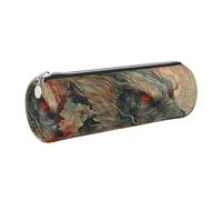 gopoo The Legendary Dragon - Astuccio in pelle sottile ed estetica, organizer per cancelleria con anello in metallo portatile, Argento, Taglia unica, Porta carte