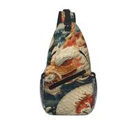 gopoo The White Dragon And The Moon - Zaino a tracolla sottile per uomo e donna, leggero, borsa a tracolla da viaggio, zaino casual