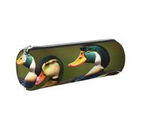 gopoo Two Mallard Ducks - Astuccio in pelle sottile ed estetica, organizer per cancelleria con anello in metallo portatile, Argento, Taglia unica, Porta carte