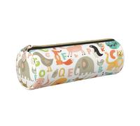 gopoo Zoo - Astuccio in pelle con lettere dell'alfabeto, sottile, estetico, organizer per cancelleria, con anello in metallo portatile, Oro, Taglia unica, Porta carte