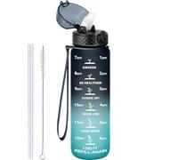 GOPPUS 1L/32oz Borraccia con cannuccia Borraccia motivazionale a tenuta stagna con marcature del tempo Borraccia sportiva in Tritan per palestra Scuola Borraccia grande per Adulti Senza BPA