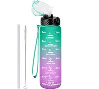 GOPPUS 1L/32oz Borraccia con cannuccia Borraccia motivazionale a tenuta stagna con marcature del tempo Borraccia sportiva in Tritan per palestra Scuola Borraccia grande per Adulti Senza BPA