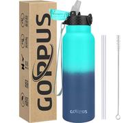 GOPPUS 750ml/24oz Borraccia Inossidabile con Cannuccia Borraccia per Acqua Termica Calda Borracce in Acciaio a Doppia Parete Borracce Isolate Borraccia per Acqua Fredda a Tenuta Stagna per Adulti