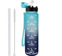 GOPPUS Borraccia Motivazionale 1L/32oz Con Cannuccia - Tenuta Stagna Con Marcature Del Tempo - Sportiva in Tritan Per Palestra, Scuola - Grande Per Adulti Senza BPA