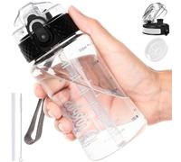 GOPPUS Borraccia per bambini da 350 ml/12 once con cannuccia Tritan borraccia con cinturino piccole bottiglie di succo per bambini con coperchio a scatto bottiglie per bambini a prova di perdite con