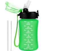 GOPPUS, Borraccia per bambini da 350 ml, con cannuccia, ermetica, con indicazione degli orari, piccola, senza BPA, in Tritan, adatta per scuola e sport, unisex