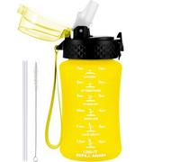 GOPPUS, Borraccia per bambini da 350 ml, con cannuccia, ermetica, con indicazione degli orari, piccola, senza BPA, in Tritan, adatta per scuola e sport, unisex