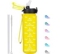 GOPPUS Borraccia per bambini da 500 ml, con cannuccia, senza BPA, a prova di perdite, per la scuola, in Tritan, per lo sport, riutilizzabile, con tacche temporali