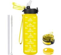 GOPPUS Borraccia per bambini da 500 ml, con cannuccia, senza BPA, a prova di perdite, per la scuola, in Tritan, per lo sport, riutilizzabile, con tacche temporali