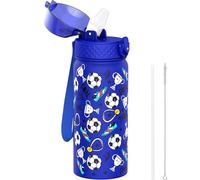 GOPPUS Borraccia Termica per Bambini da 550ml/18once con Cannuccia Doppia Parete in Acciaio Inossidabile con Isolamento Sottovuoto Acciaio in Metallo a Prova di Perdite a Doppia Parete Senza BPA