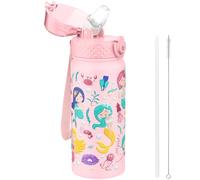 GOPPUS Borraccia Termica per Bambini da 550ml/18once con Cannuccia Doppia Parete in Acciaio Inossidabile con Isolamento Sottovuoto Acciaio in Metallo a Prova di Perdite a Doppia Parete Senza BPA