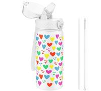 GOPPUS Borraccia Termica per Bambini da 550ml/18once con Cannuccia Doppia Parete in Acciaio Inossidabile con Isolamento Sottovuoto Acciaio in Metallo a Prova di Perdite a Doppia Parete Senza BPA