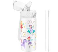 GOPPUS Borraccia Termica per Bambini da 550ml/18once con Cannuccia Doppia Parete in Acciaio Inossidabile con Isolamento Sottovuoto Acciaio in Metallo a Prova di Perdite a Doppia Parete Senza BPA