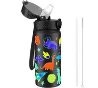 GOPPUS Borraccia Termica per Bambini da 550ml/18once con Cannuccia Doppia Parete in Acciaio Inossidabile con Isolamento Sottovuoto Acciaio in Metallo a Prova di Perdite a Doppia Parete Senza BPA