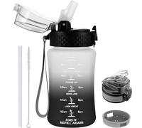 GOPPUS Bottiglie d'acqua per bambini da 350 ml/12 oz con cannuccia per bambini per la scuola Bottiglia per bambini a prova di perdite con indicazione del tempo Piccola bottiglia senza BPA Tritan Sport