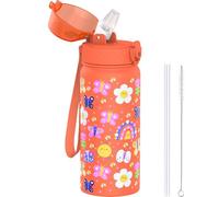 Goppus Simpatica borraccia ermetica per bambini e bambine con cannuccia, in acciaio inossidabile, a doppia parete, con isolamento sottovuoto, piccola, a prova di perdite, senza BPA, 550 ml