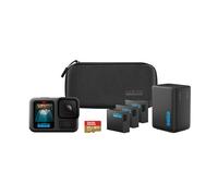 GoPro HERO13 Black Extended Power Bundle - Include caricabatteria doppio, 3 batterie Enduro, scheda microSD da 64 GB, supporto adesivo curvo e custodia per fotocamera