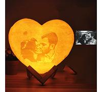 goq Lampada Luna Personalizzata con Foto e Testo a Forma di Cuore Luce Notturna Luna Stampata in 3D Regali Personalizzati per la Festa della Mamma di Compleanno (Telecomando a 16 Colori,18cm)