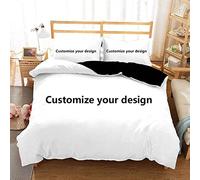 goq Set di copripiumini con Logo Fotografico di Design, Set Copripiumino Matrimoniale Personalizzato 3D Personalizzata in Microfibra Twin Full Queen King (23''x47''/60x120cm)
