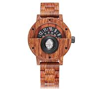 GORBEN Compass Turntable Orologio da uomo in legno leggero fatto a mano in legno naturale orologio da uomo al quarzo sportivo scatola regalo, # Gorben-281, Bracciale