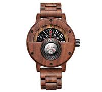 GORBEN Orologio al quarzo da uomo, in legno naturale, con bussola, realizzato a mano, leggero, con confezione regalo, # Gorben-273-1, Bracciale