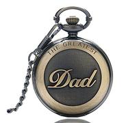 GORBEN Orologio da tasca con catena per papà, vintage, numeri romani, al quarzo, orologio da uomo da Duaghter o figlio, con scatola Bronzo