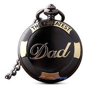 GORBEN - Orologio da taschino vintage al quarzo con catena e portachiavi, da uomo, in confezione regalo, ideale come regalo per il papàcon scritta "Dad"